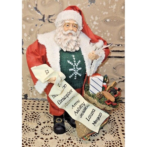 Christmas Santa Claus Saint Nicholas Figurine w/ Sack of Toys & List of Names - Picture 2 of 9